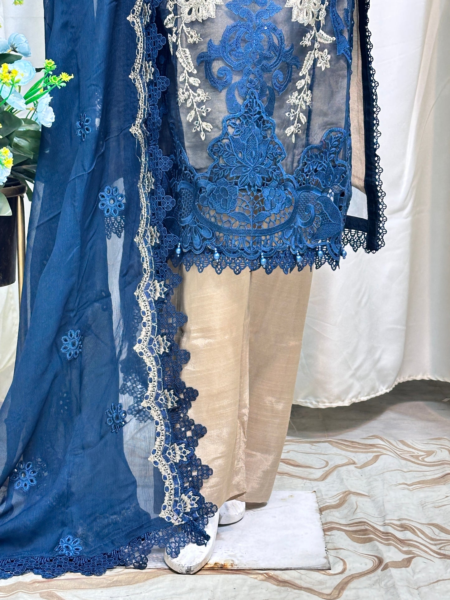 B1820 Maria B. Organza Blue
