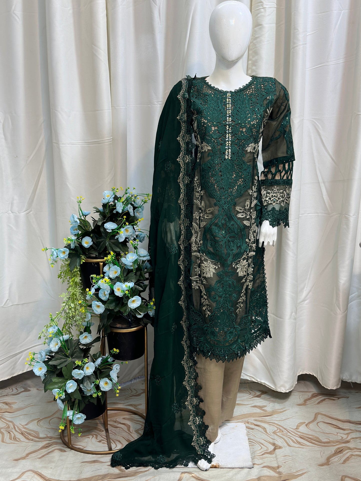 B1820 Maria B. Organza Green