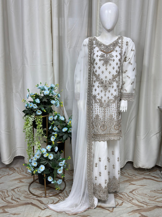 SG2189 Chiffon Gharara White