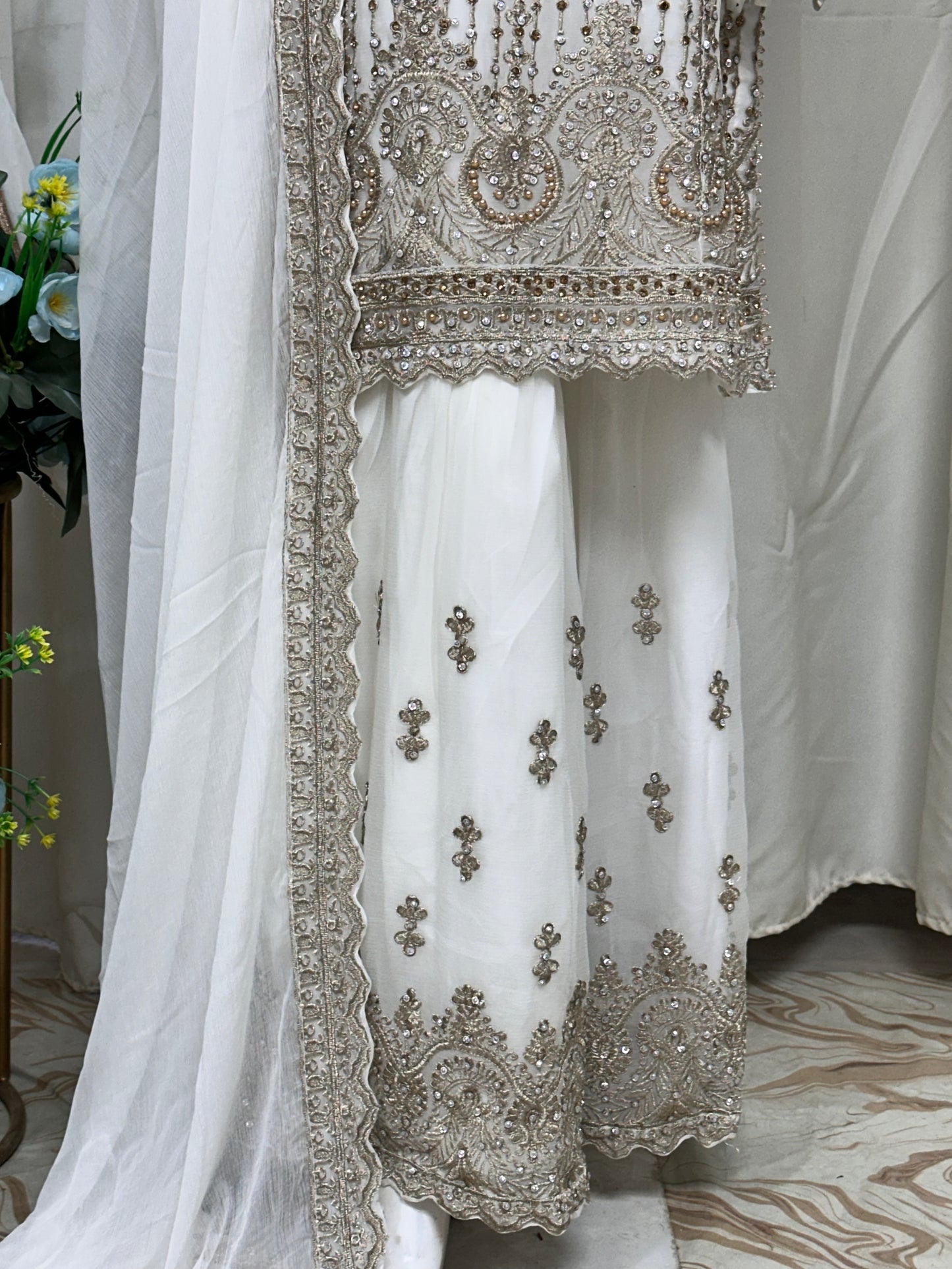 SG2189 Chiffon Gharara White