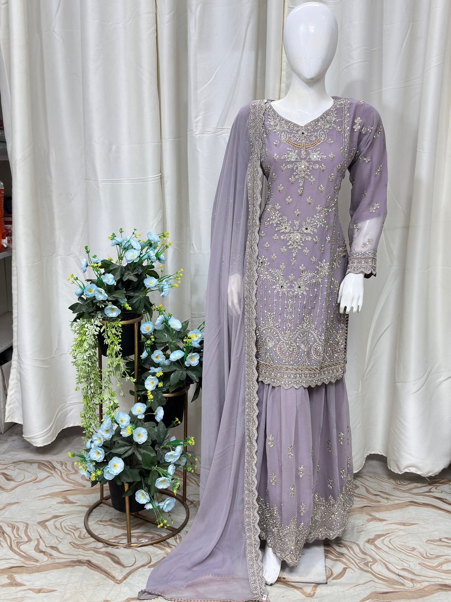 SG2189 Chiffon Gharara Lilac