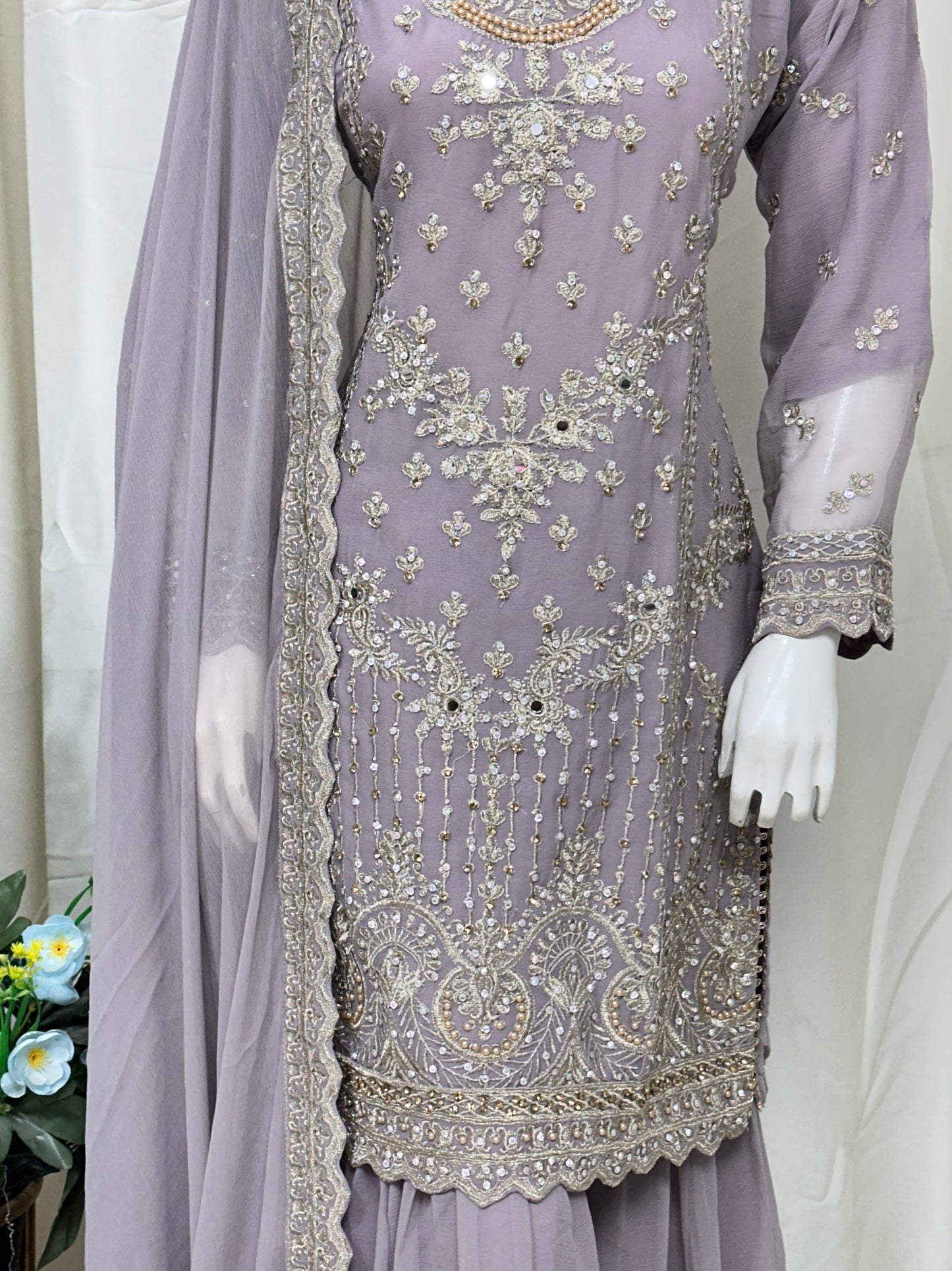 SG2189 Chiffon Gharara Lilac