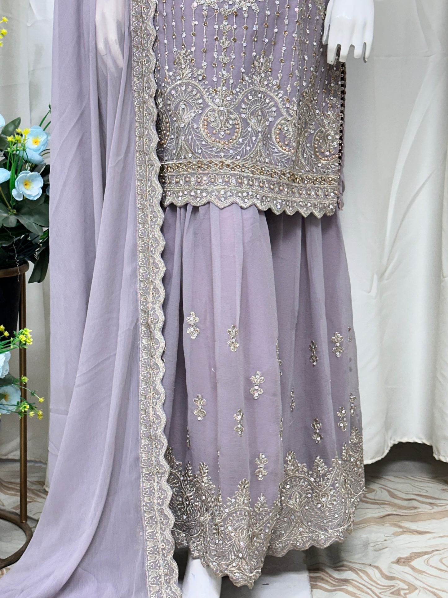 SG2189 Chiffon Gharara Lilac
