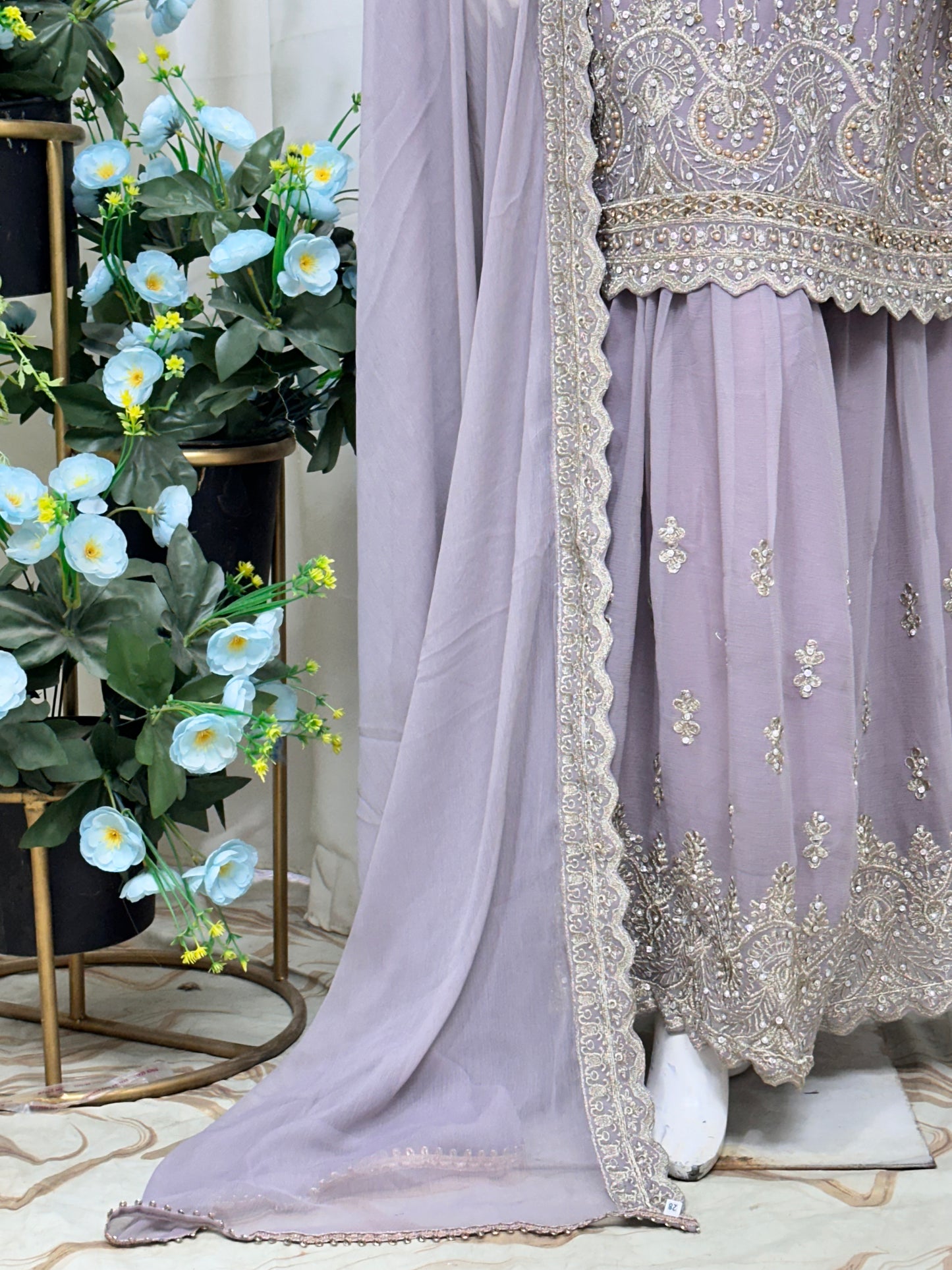 SG2189 Chiffon Gharara Lilac