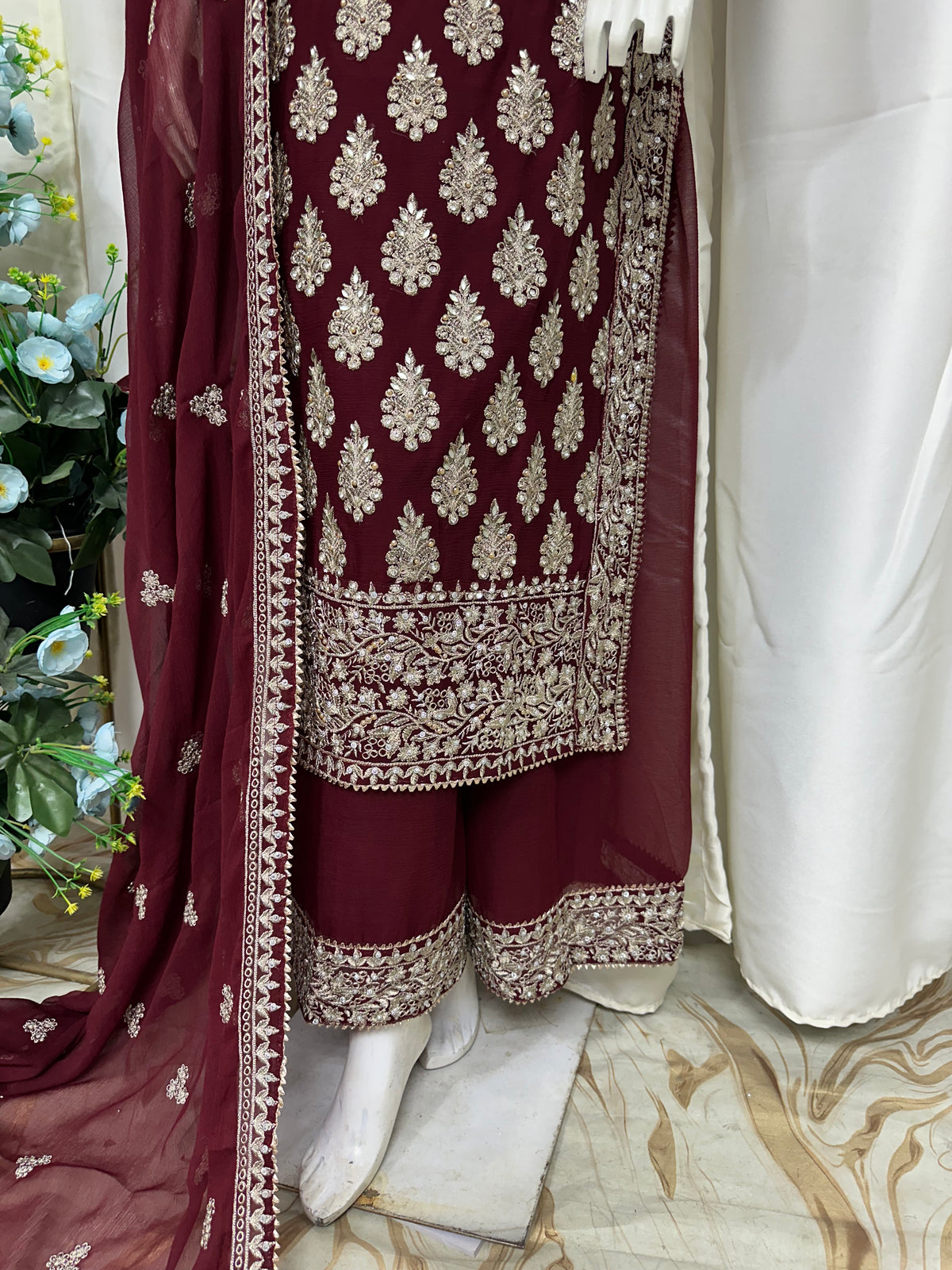 SG1738 Chiffon Mehroon