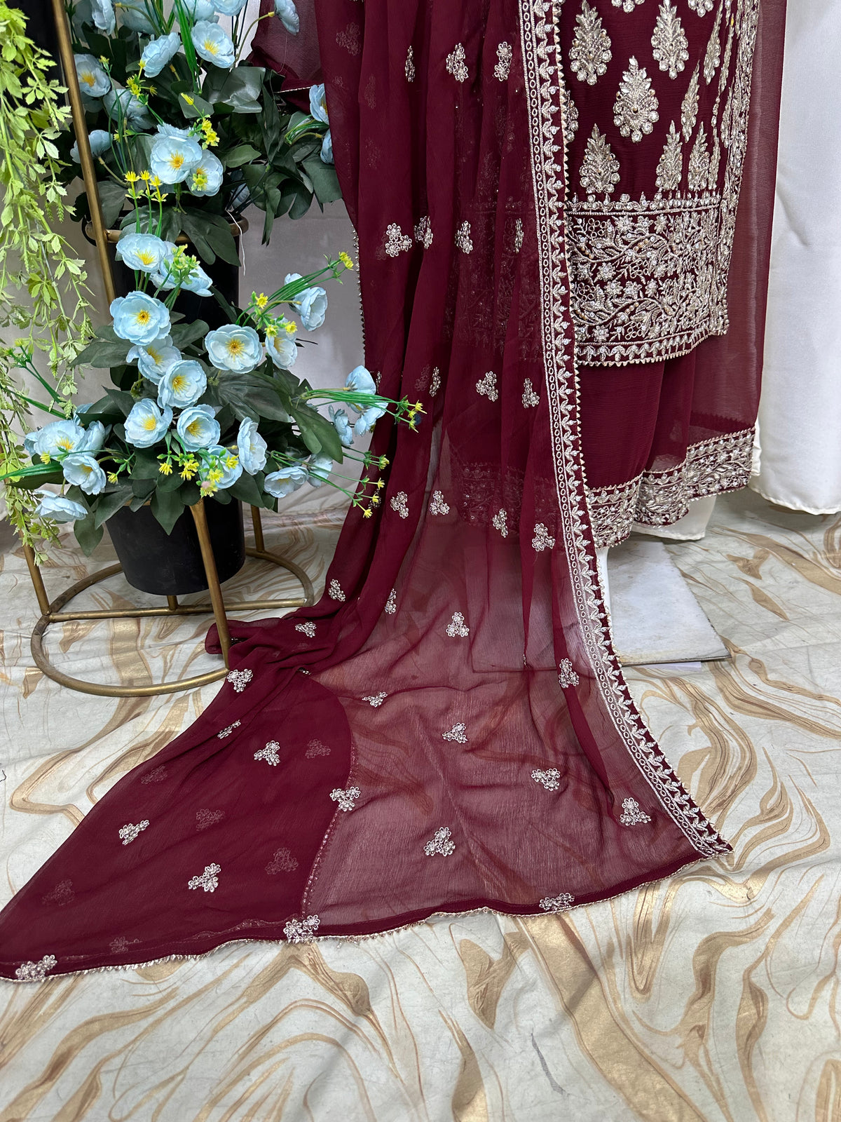 SG1738 Chiffon Mehroon