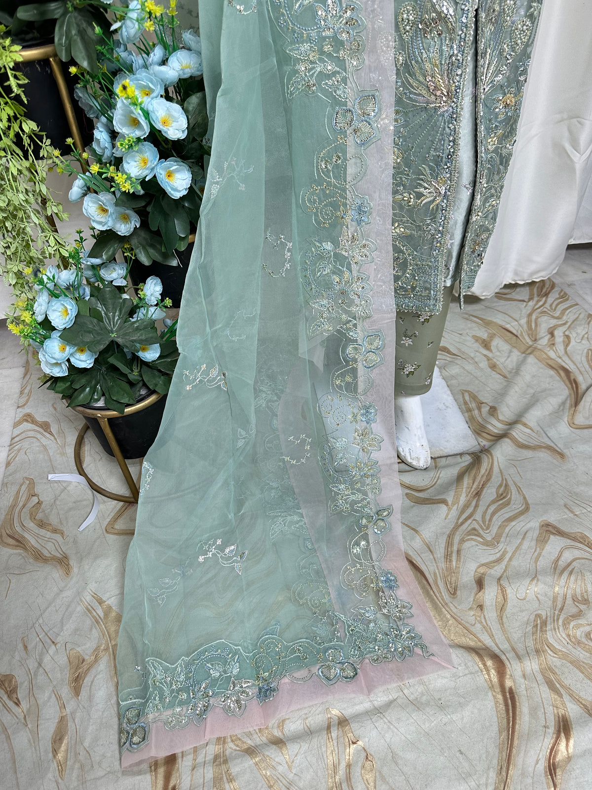SJ3332 Organza Sage Green