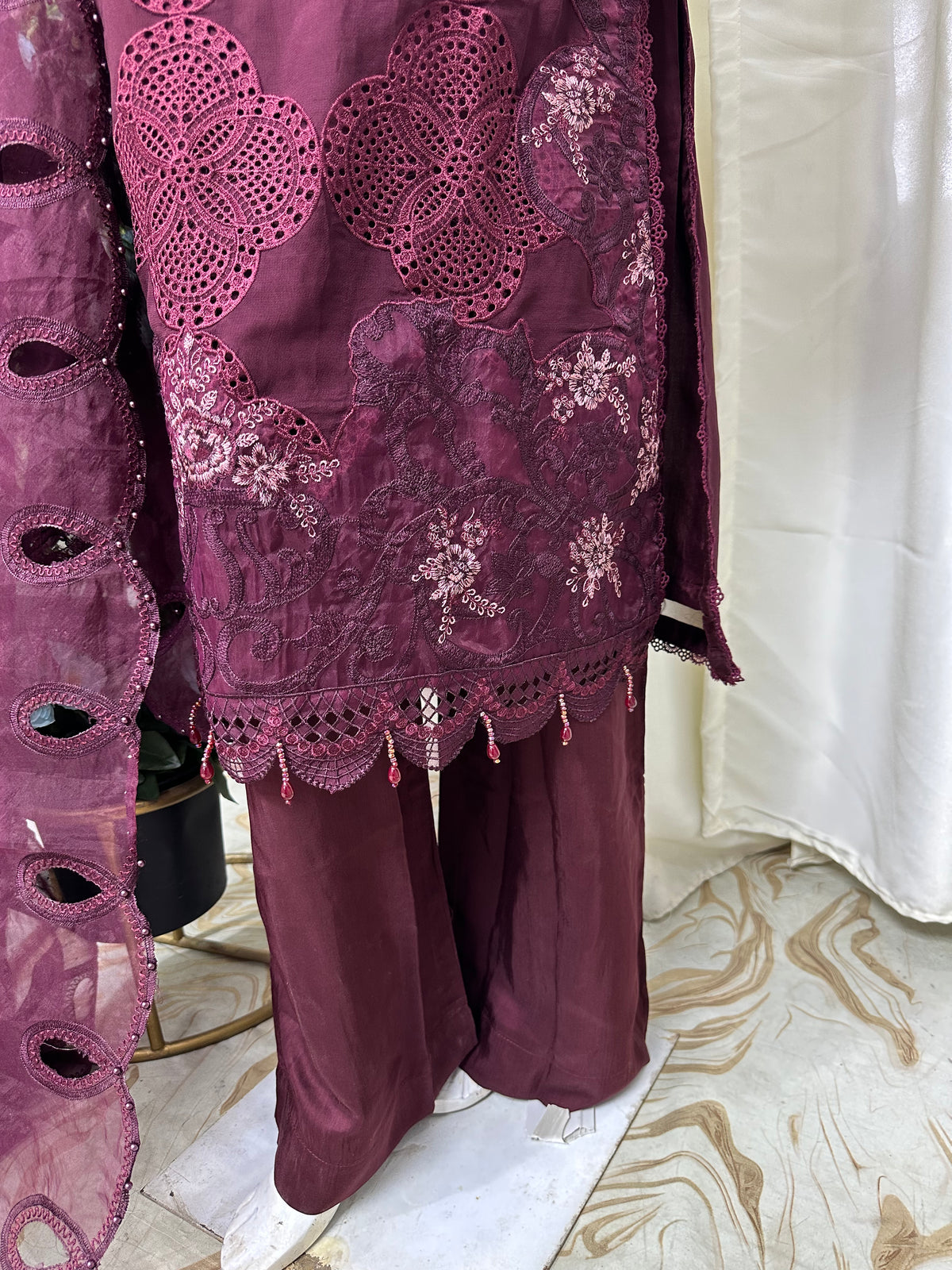 SJ3782 Chiffon Mehroon
