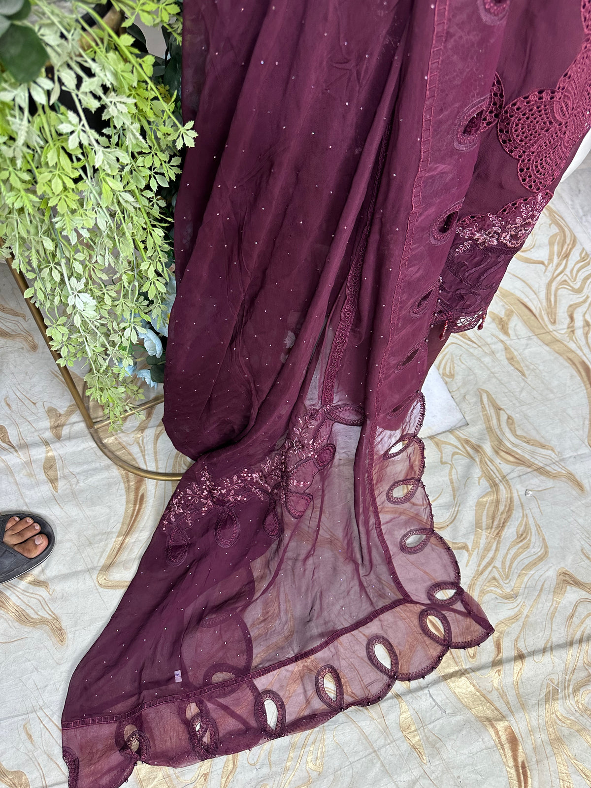 SJ3782 Chiffon Mehroon