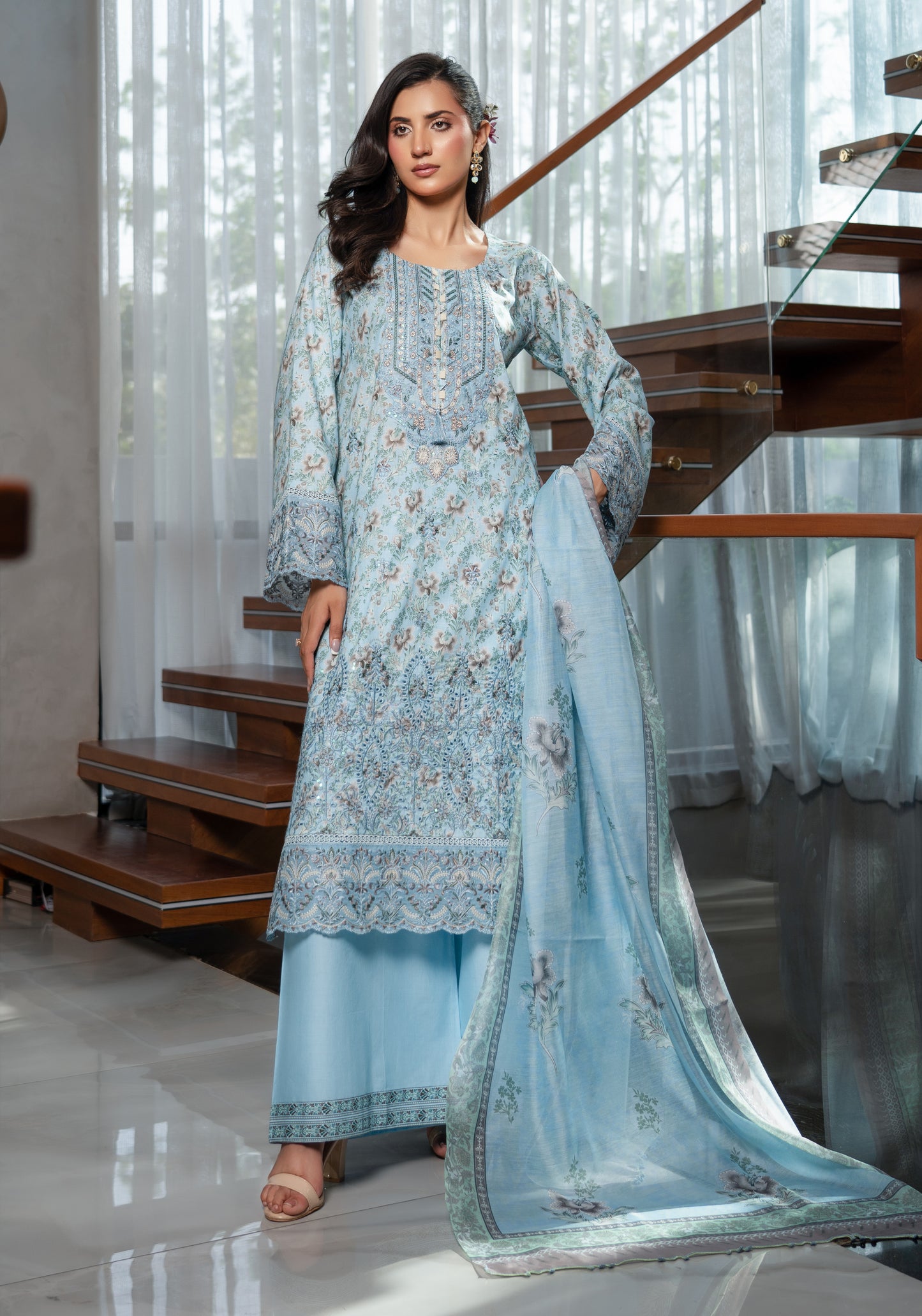 Munira Lawn Sky Blue