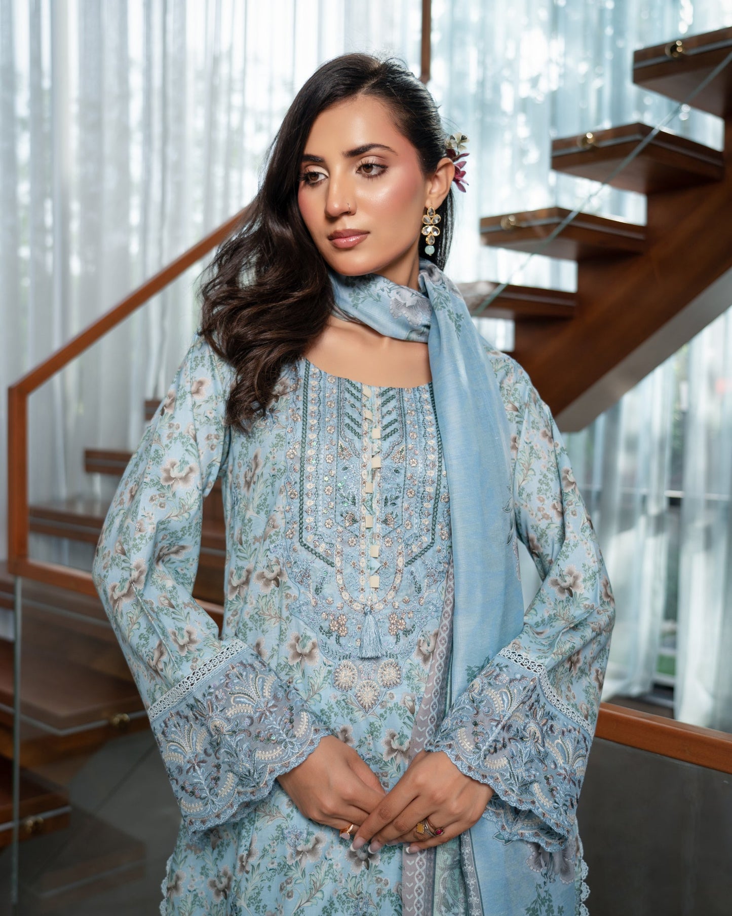 Munira Lawn Sky Blue