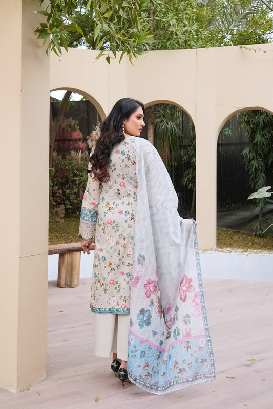 SG2401  Munira Noor vol Lawn Dusty Gray