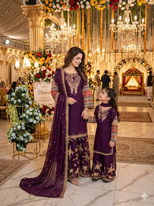 SG1807 Chiffon Palazzo Mummy & Me Purple