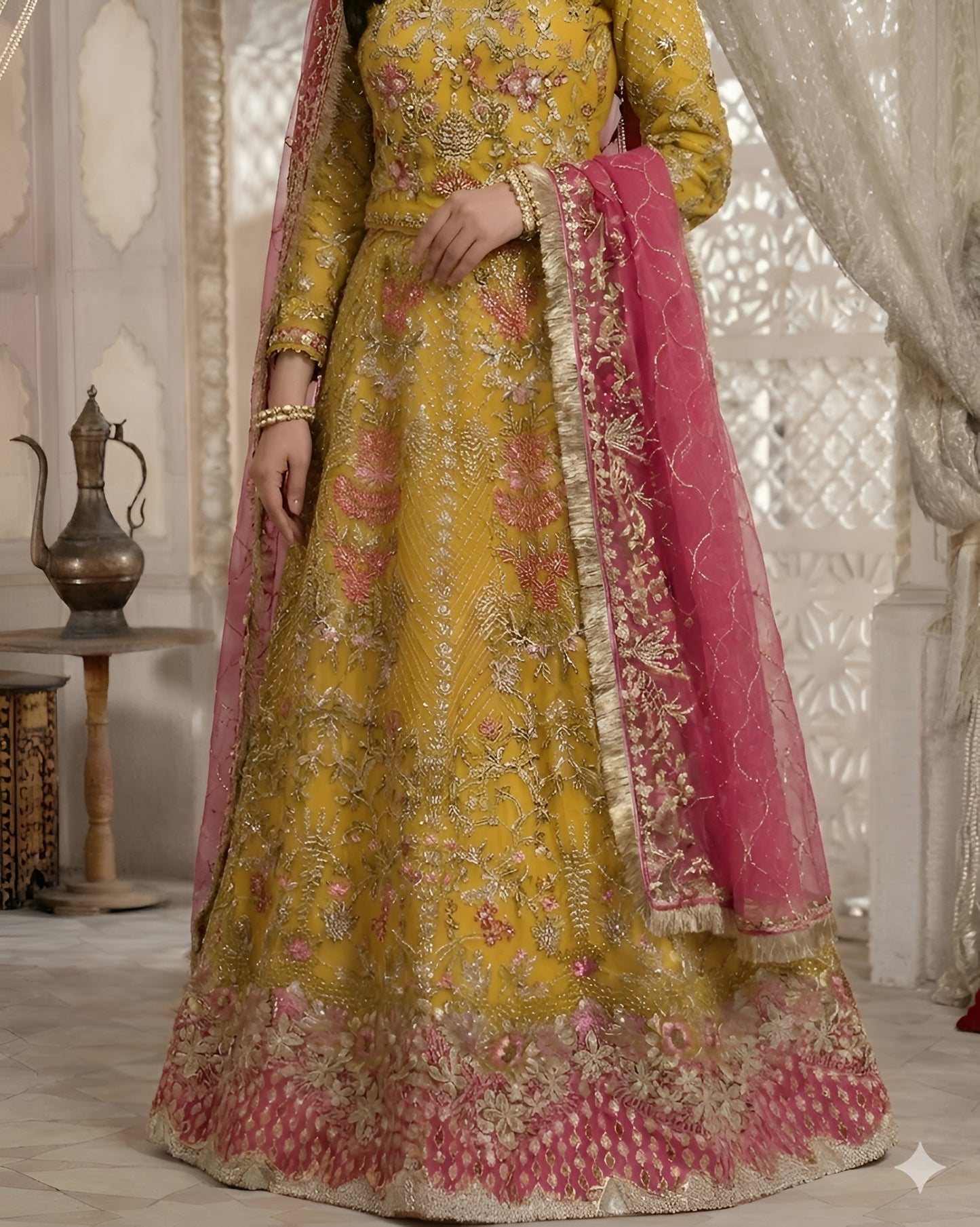 FG152 Lehnga Mustard