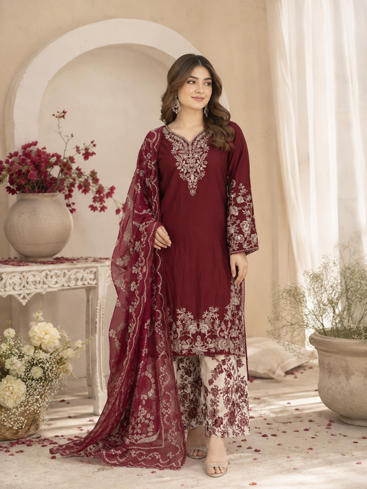 SG1107 Viscose Palazzo Mehroon