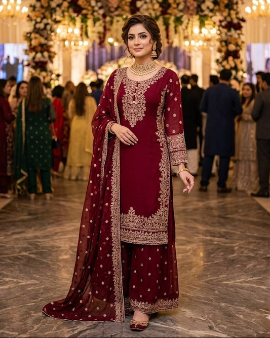 SG2266 Chiffon Palazzo Mehroon