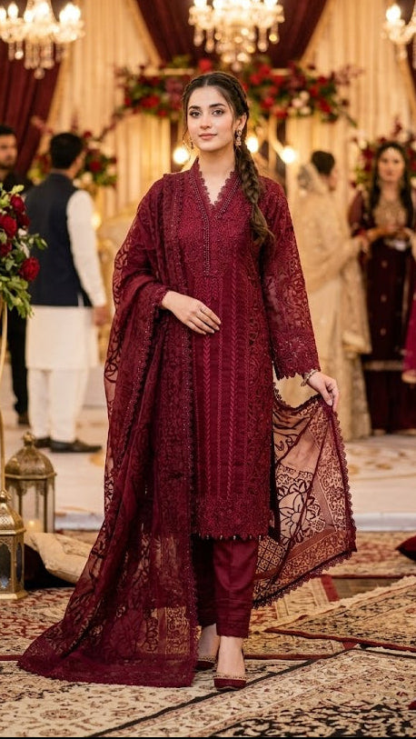 SG2573 Organza Mehroon