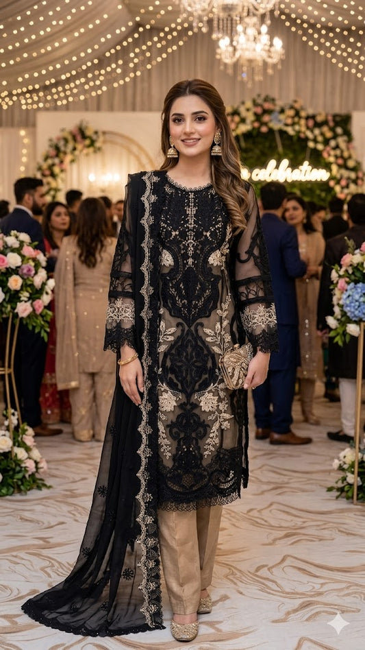 B1820 Maria B. Organza Black