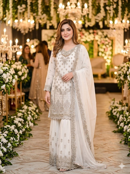 SG2189 Chiffon Gharara White