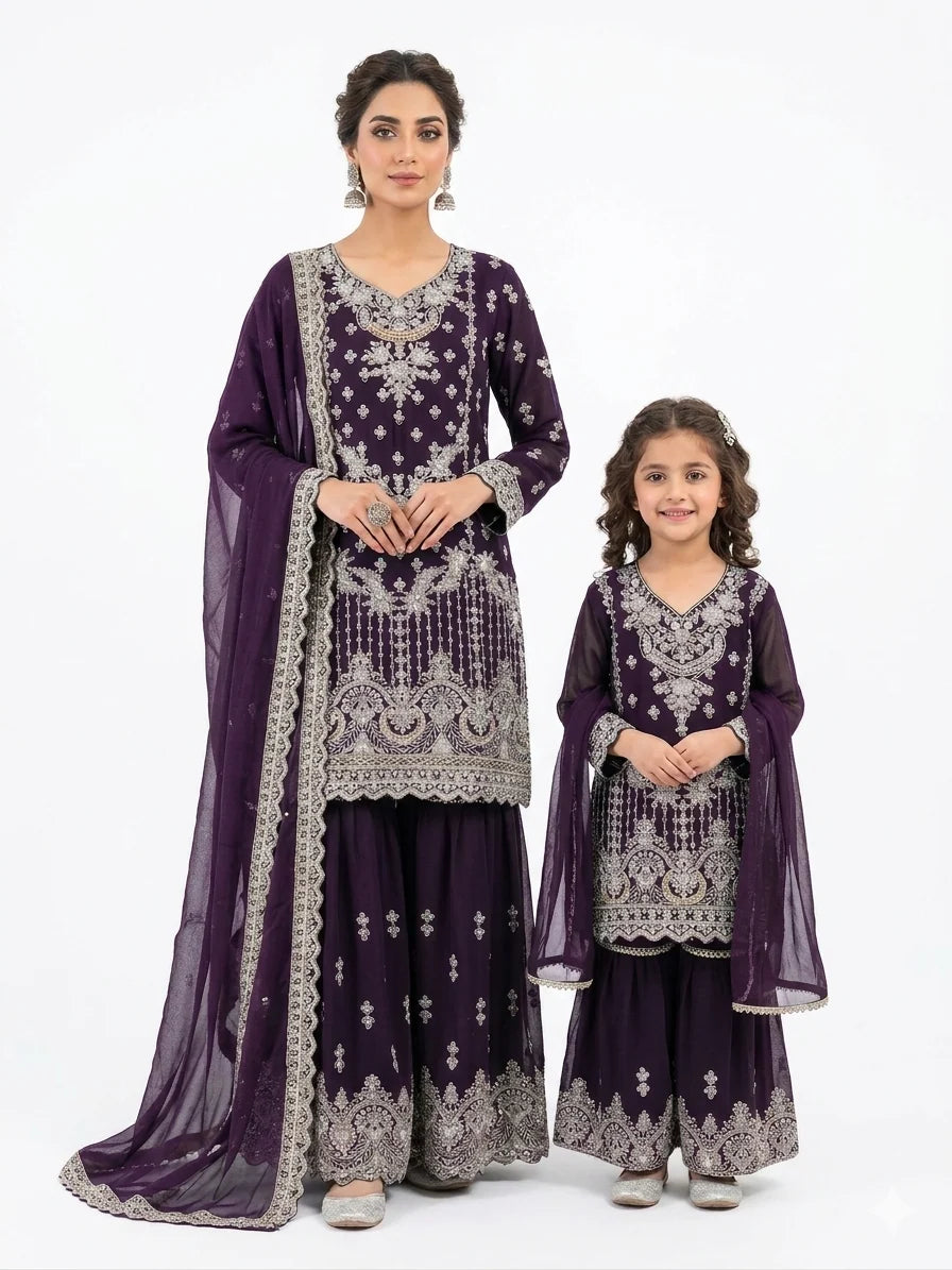 SG2189 Chiffon Gharara Purple