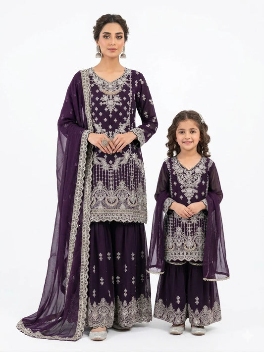 SG2189 Chiffon Gharara Purple