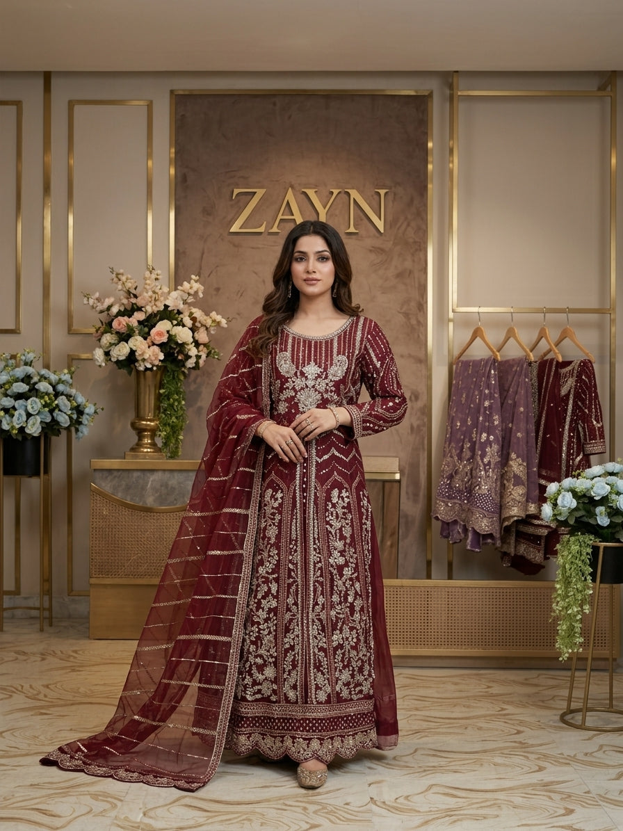 FG145 Gown Style Maxi Mehroon