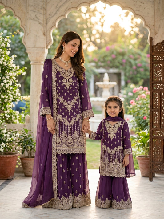 SG2189 Chiffon Gharara Purple