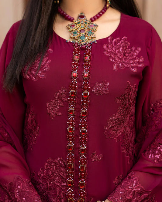 KC Hayat 497 Crimson Mehroon