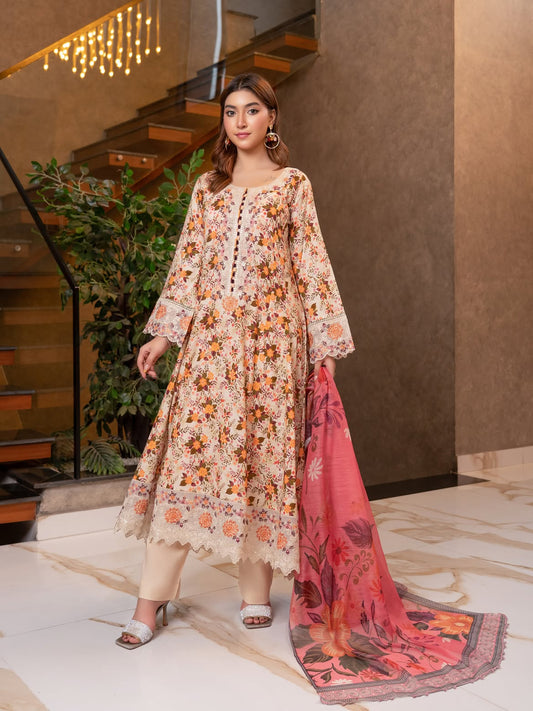 Munira Lawn Frock Cream