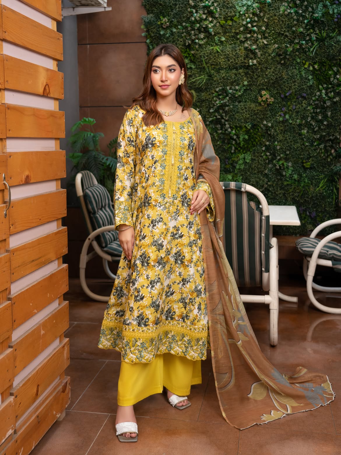 Munira Lawn Frock Mustard