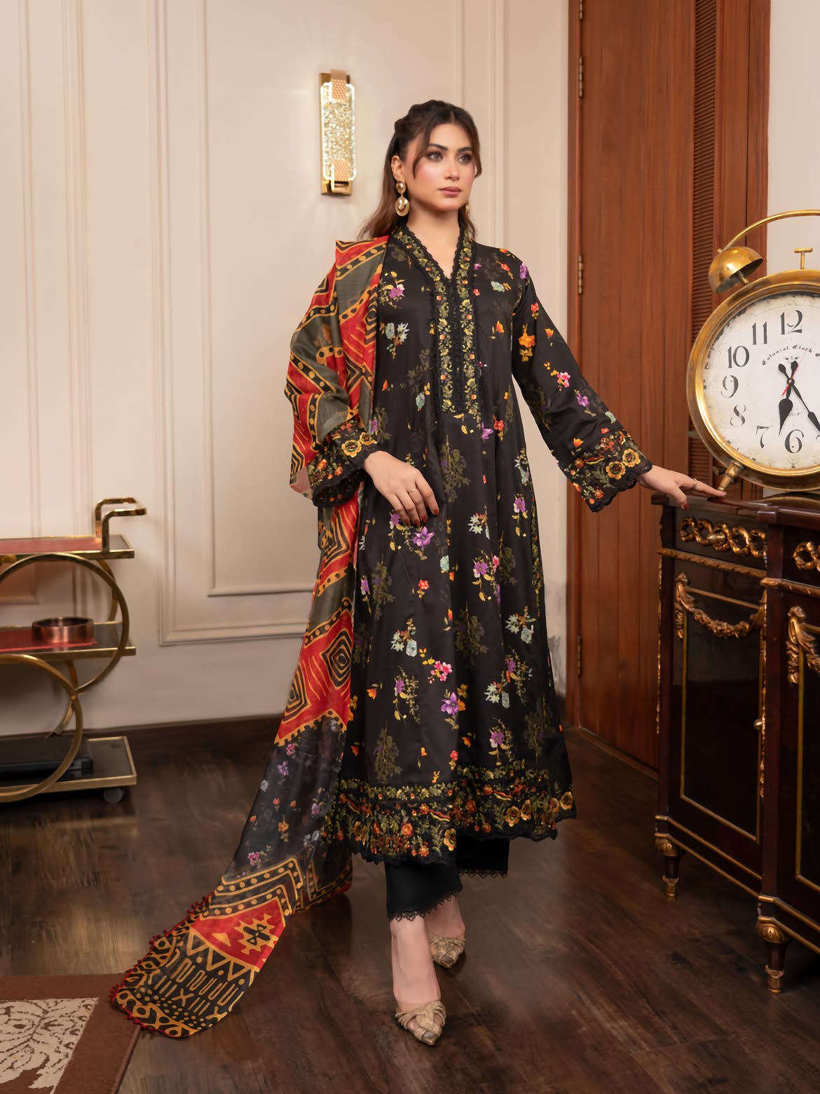 Munira Lawn Frock Black