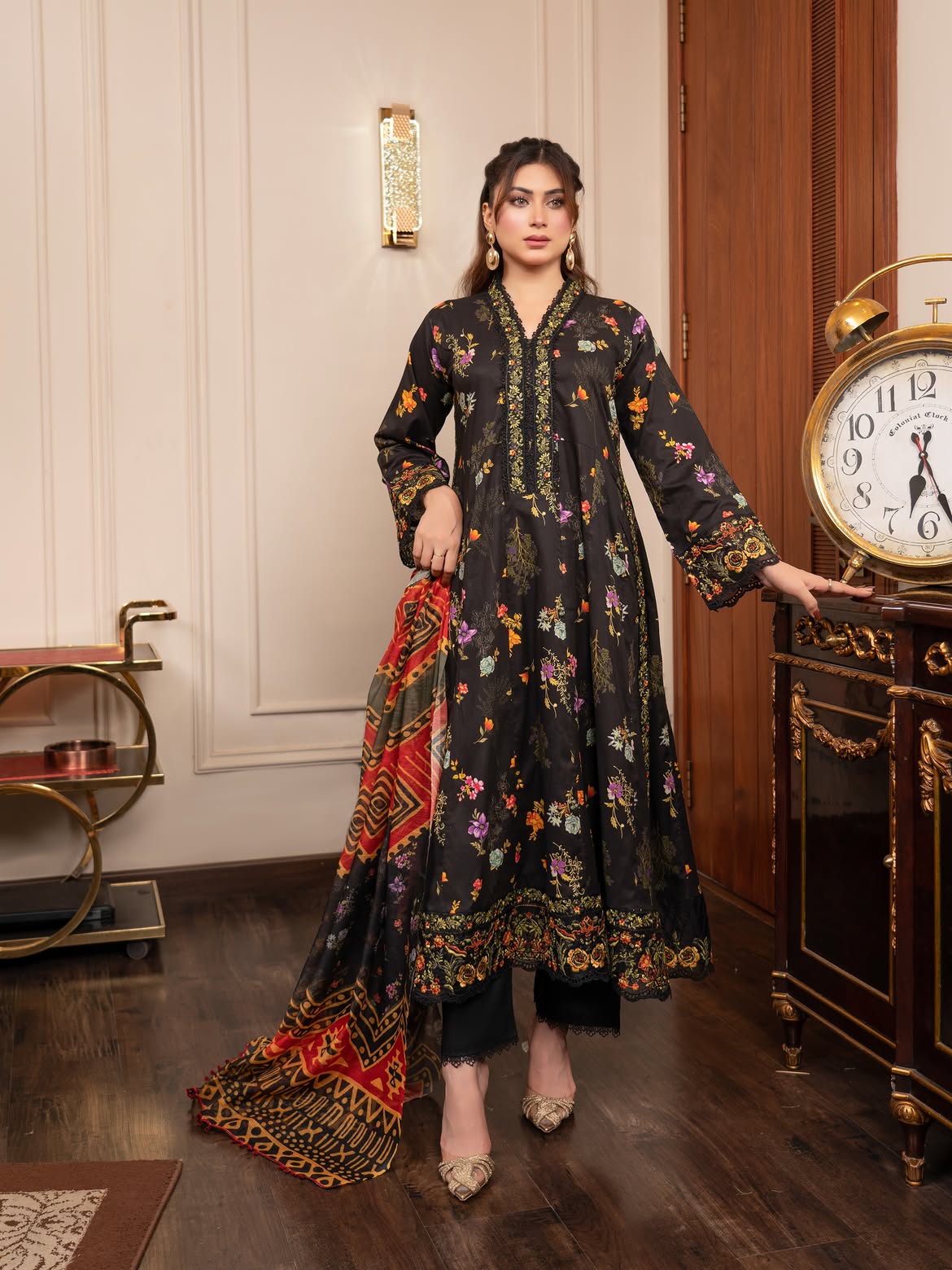 Munira Lawn Frock Black