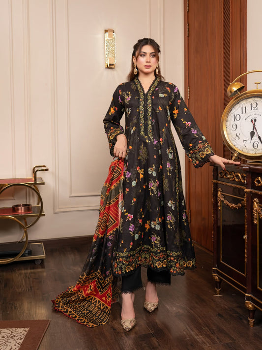 Munira Lawn Frock Black