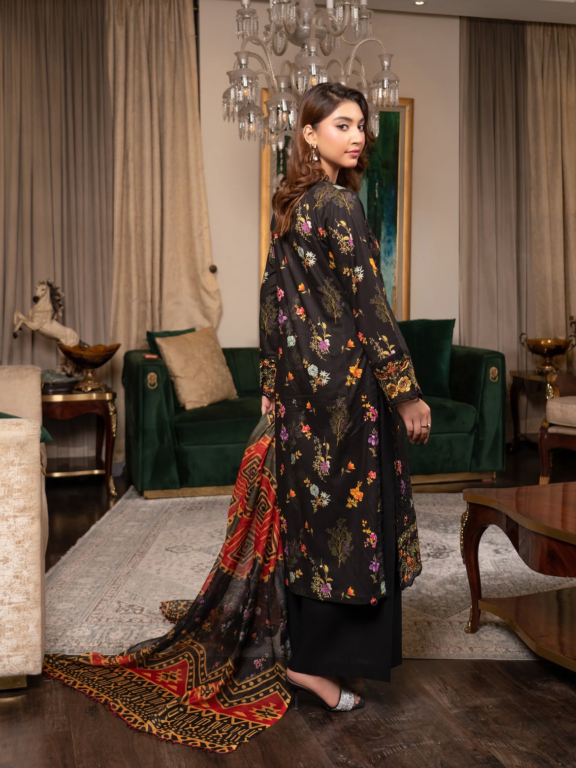 Munira Lawn Shirt Black