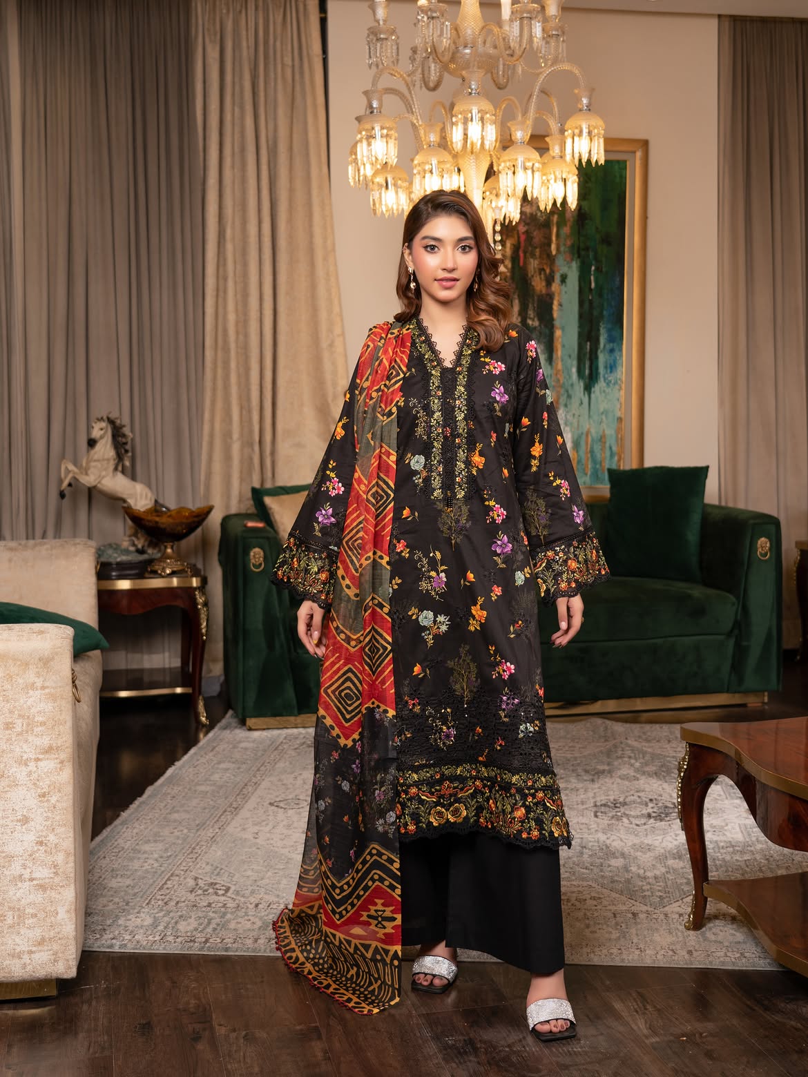 Munira Lawn Shirt Black