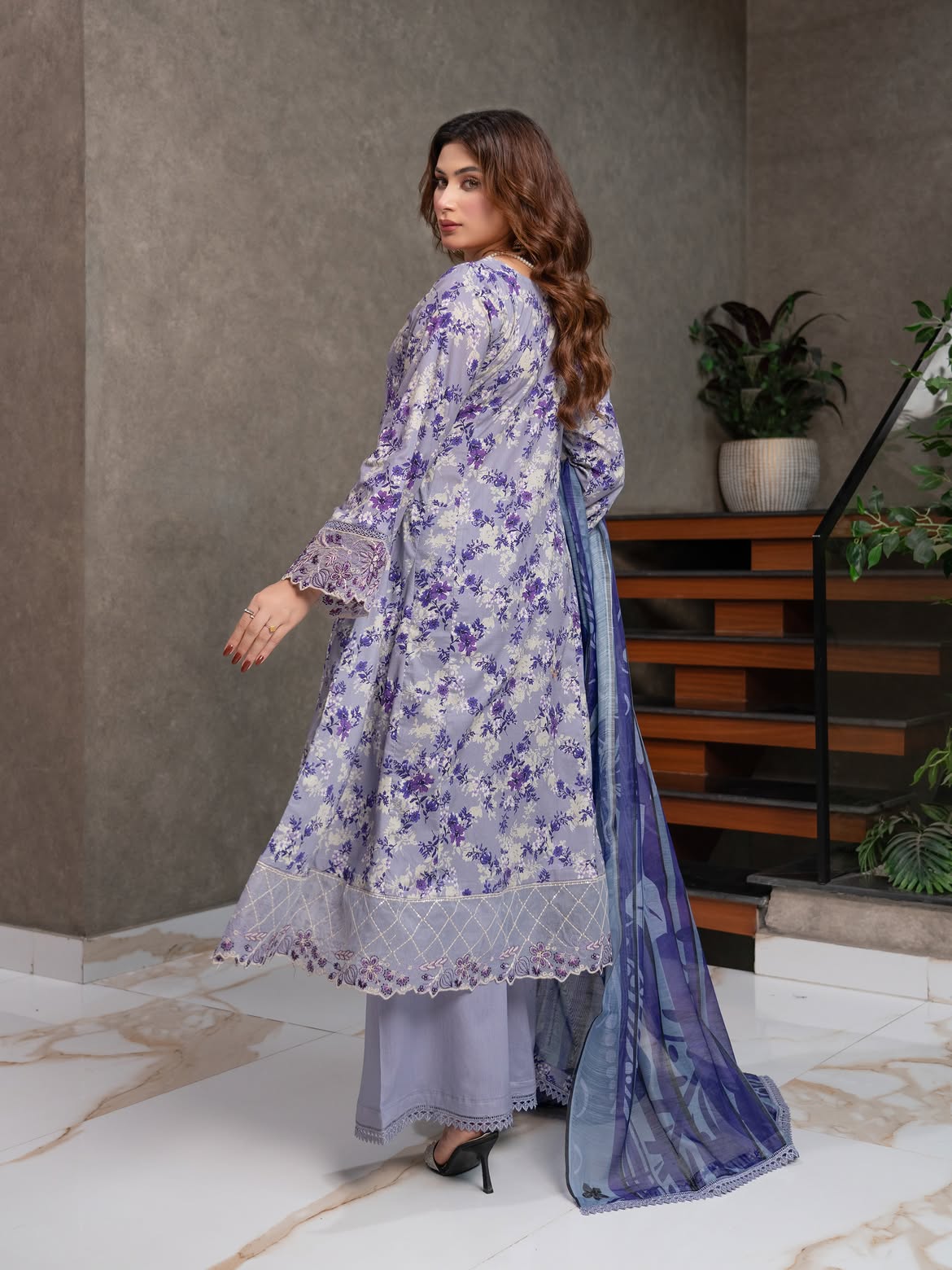 Munira Lawn Frock Purple