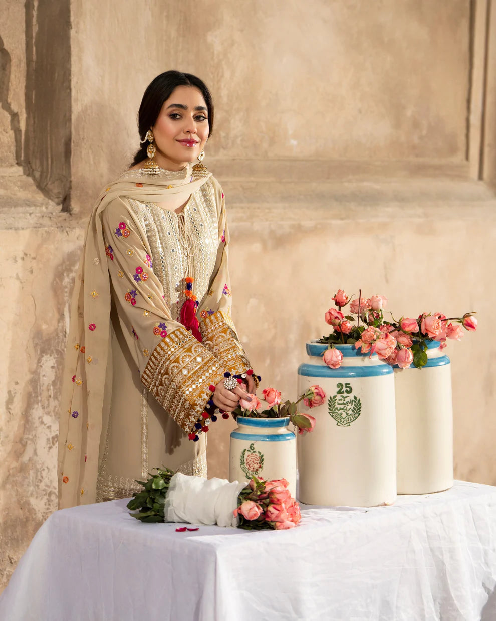 Karma Saj Dhaj 526 Beige & Mustard