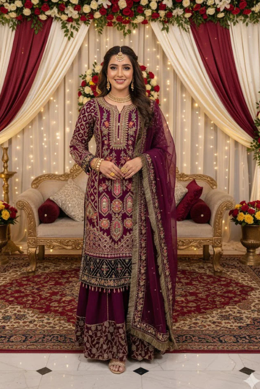 B1786 Chiffon Mehroon