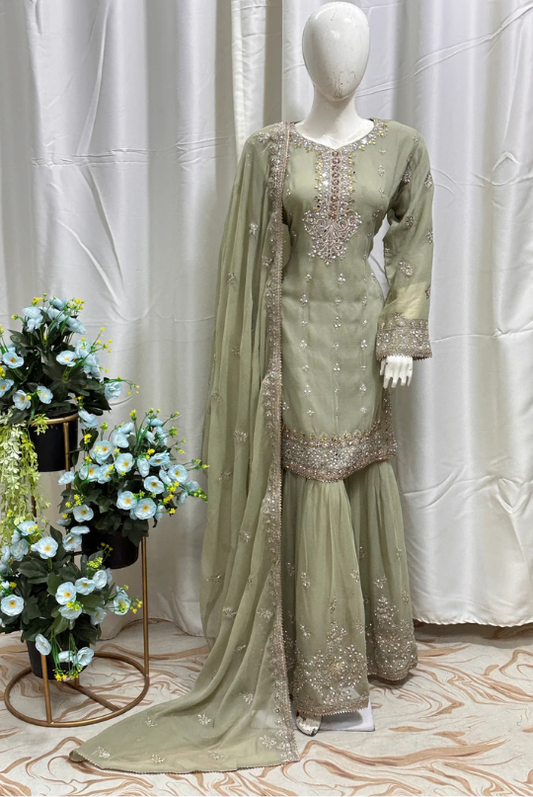 SG2188 Chiffon Gharara Lvory