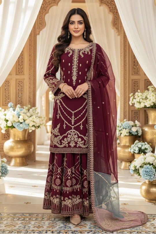 SG1973 Chiffon Mehroon