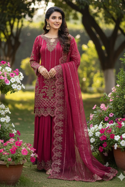 B1735 Chiffon Mehroon