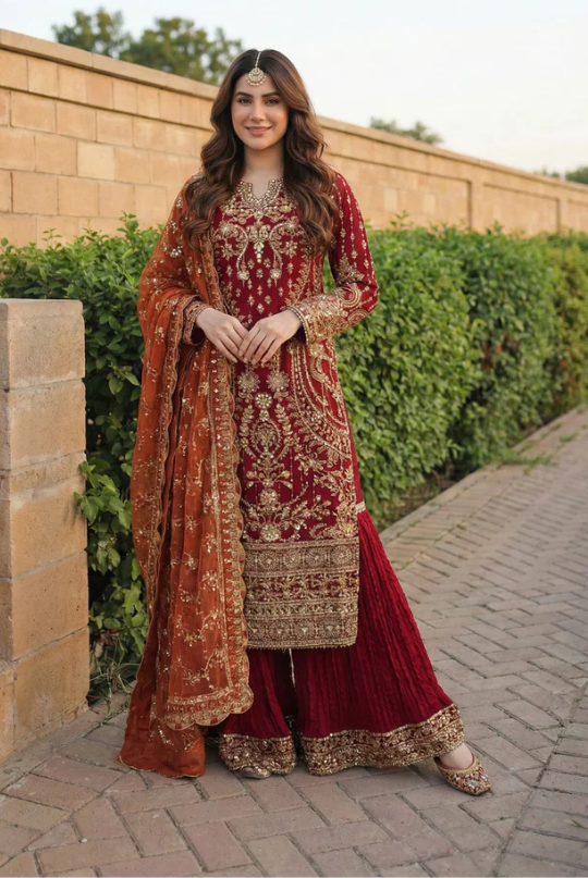 SJ3566 Chiffon Mehroon