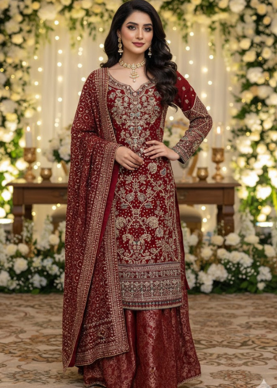 B1810 Chiffon Mehroon