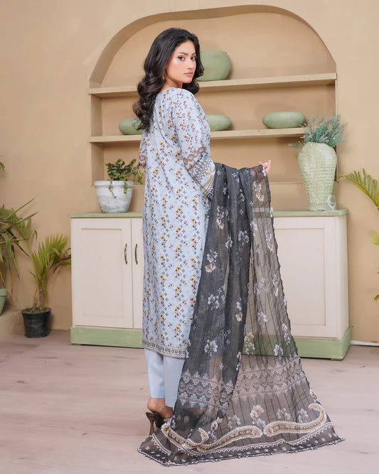 SG2401  Munira Noor vol Lawn Ice Blue