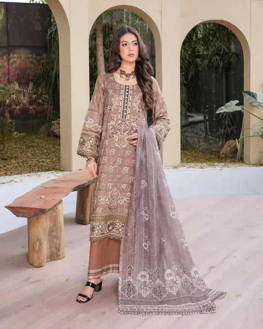 SG2401  Munira Noor vol Lawn Brown