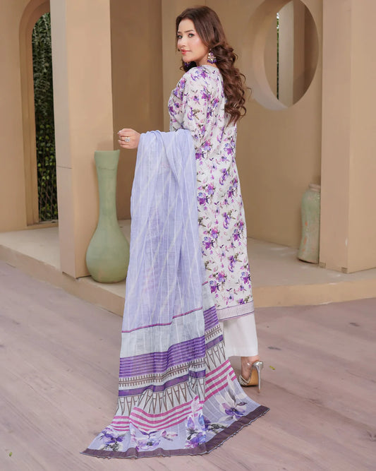 SG2401  Munira Noor vol Lawn Light Gray