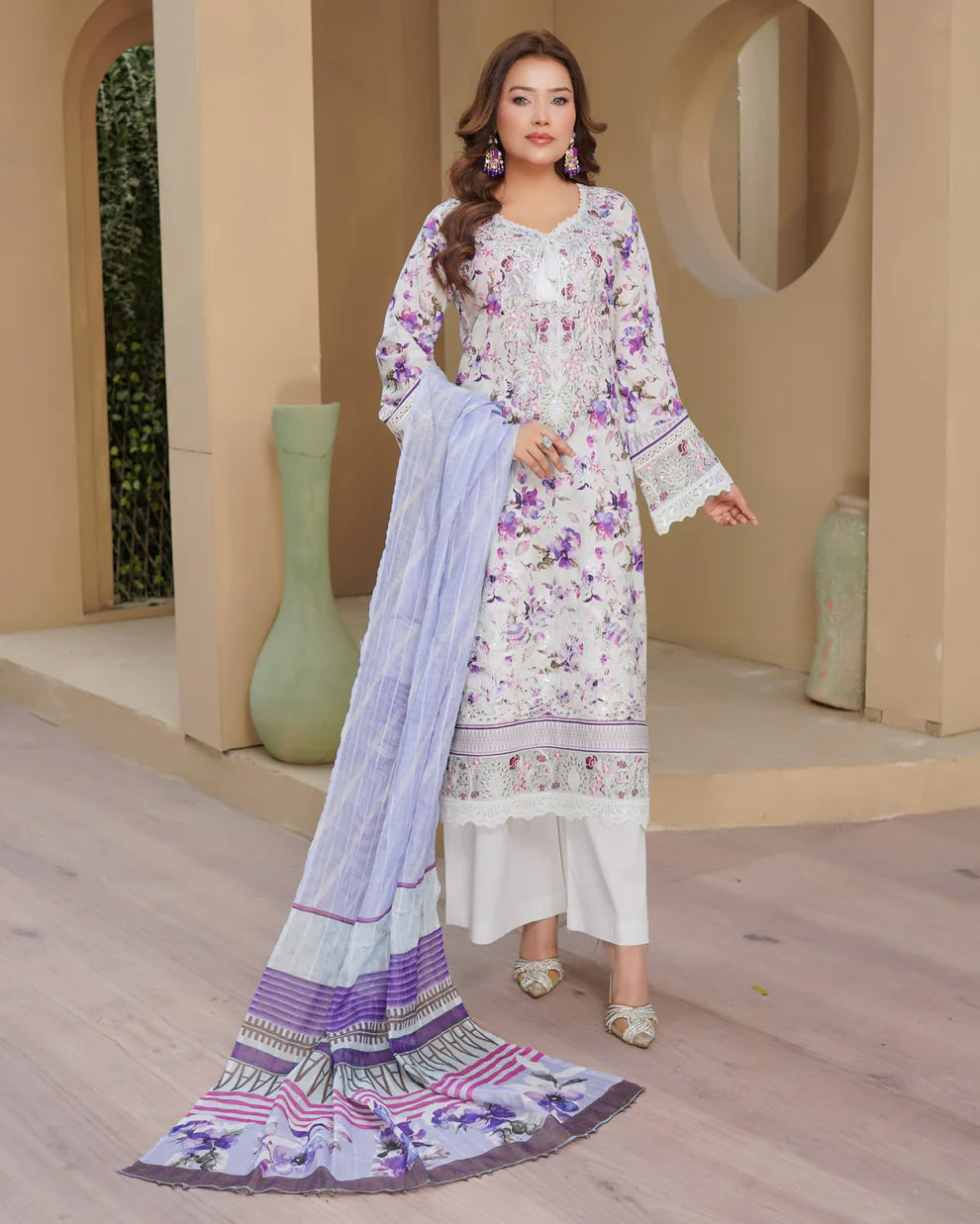 SG2401  Munira Noor vol Lawn Light Gray
