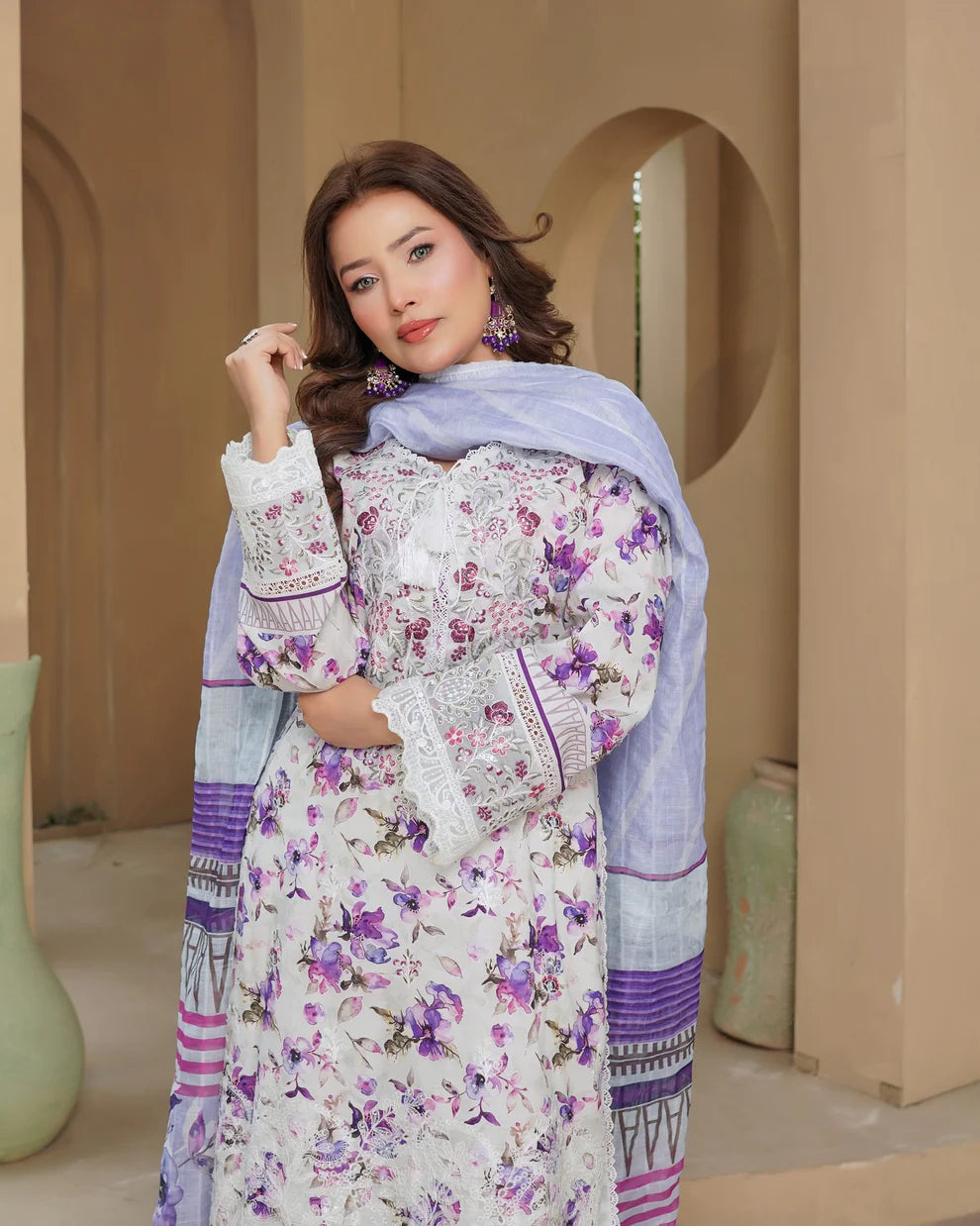 SG2401  Munira Noor vol Lawn Light Gray