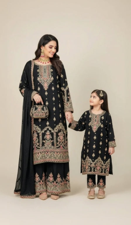 SG1623 Chiffon Mother & Daugther Black