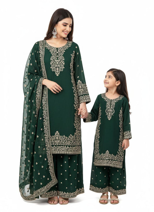 SG2266 Chiffon Palazzo Mother & Daugther Green